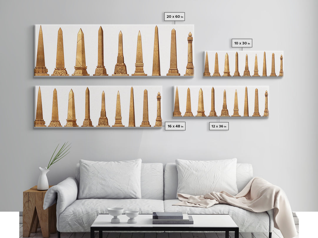 Egyptian Obelisk Collection Wall Art, Ancient African Art, Minimalist Canvas Print, Neutral Museum Gallery Home Decor Gift