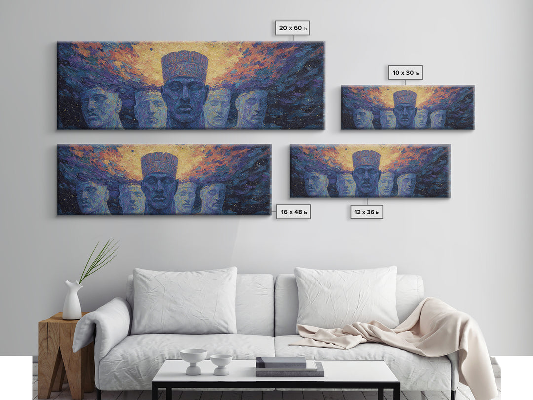 Cosmic Ancestral African Faces Canvas Print, African Portrait, Black African Art, Spiritual Wall Art, Afrocentric Home Decor