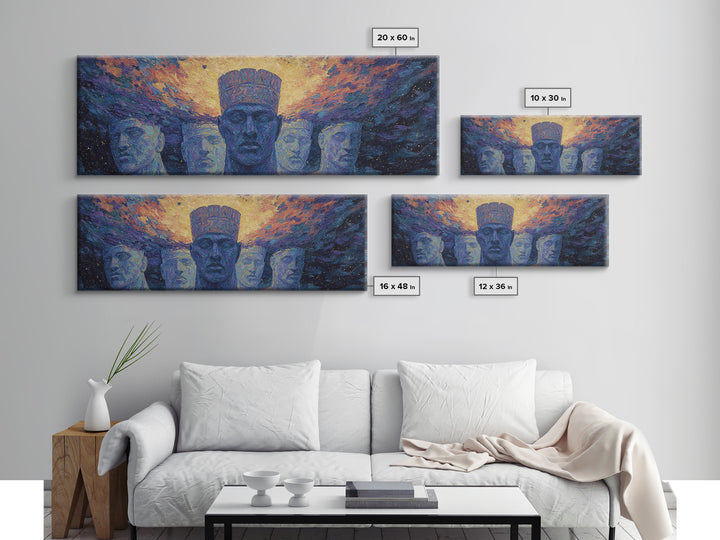 Cosmic Ancestral African Faces Canvas Print, African Portrait, Black African Art, Spiritual Wall Art, Afrocentric Home Decor