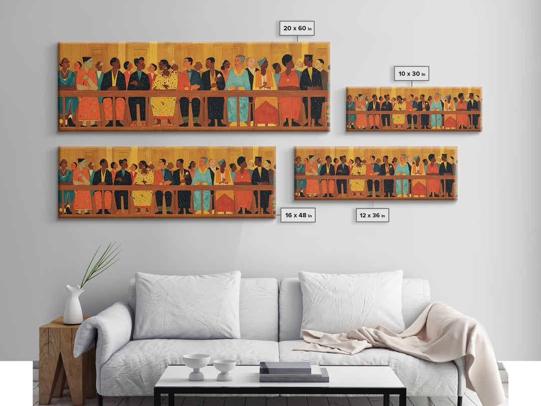 Elegant African Community Gathering Wall Art, Black Culture Canvas Print, Afrocentric Decor, Juneteenth Home Decor Meaningful Gift