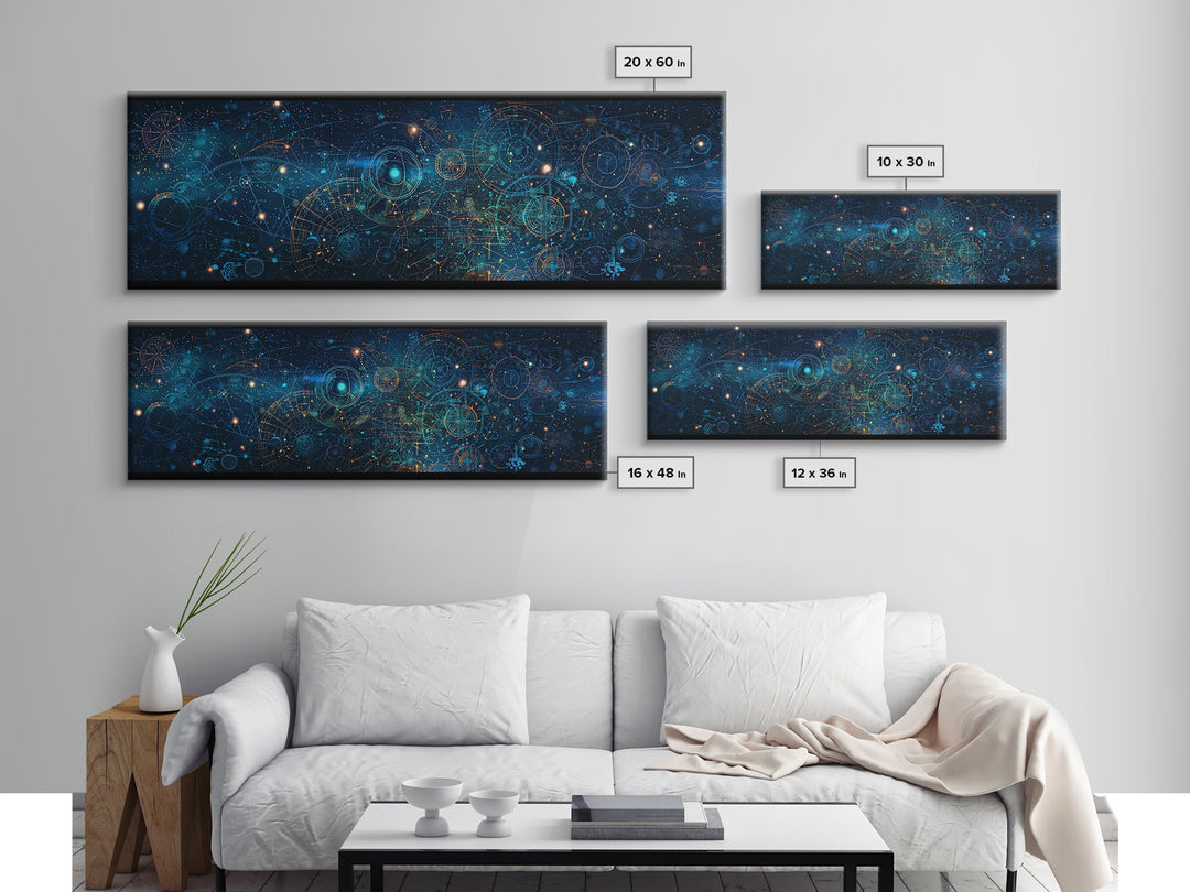 Blue Cosmic Star Map Canvas Print, Abstract Wall Art, Modern Office Decor, Digital Art Inspired Space Home Decor, Housewarming Gift
