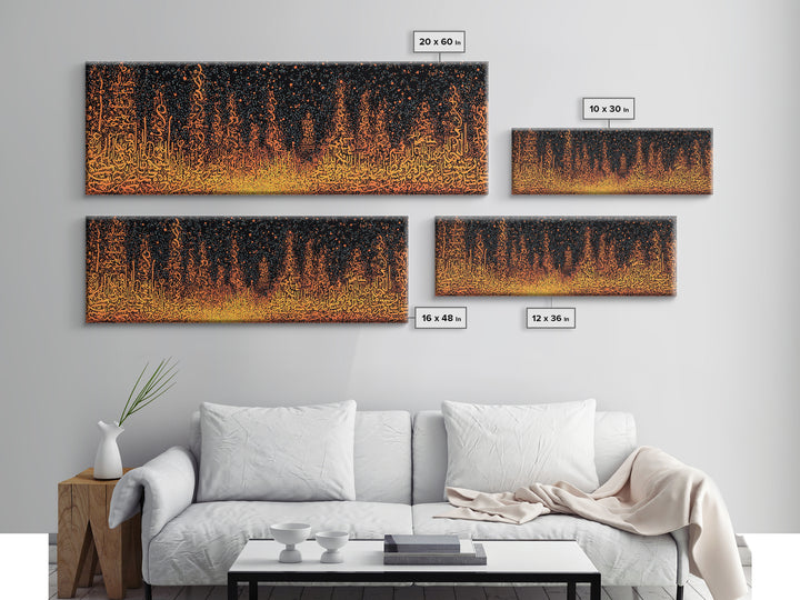 Orange Glowing Skyline Abstract Canvas Print, Modern Wall Decor, Burnt Orange Art, Statement Wall Art Prints, Luxury Canvas Art
