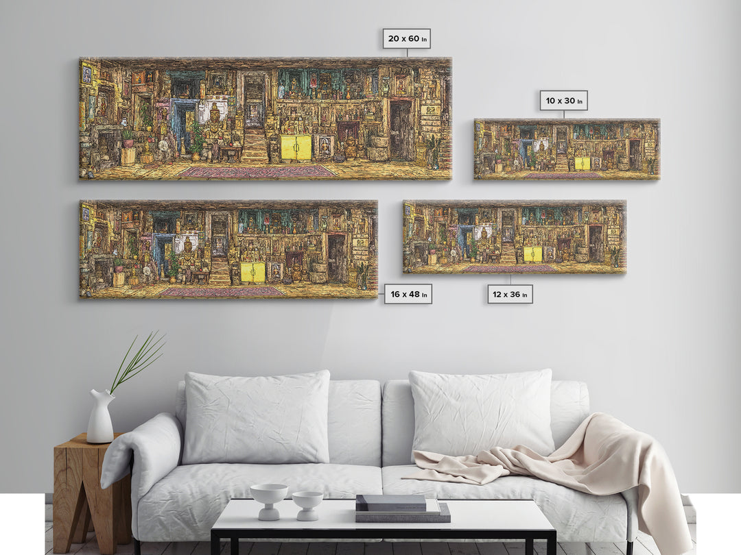 Rustic Artist Studio Interior Wall Art, Bohemian Home Decor, Gallery Wall Art Prints, Unique Living Room Canvas Print, Housewarming Gift
