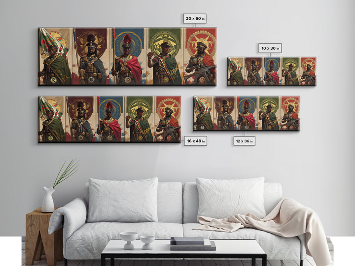 Regal African Warriors Framed Canvas Print, Ceremonial Soldier Portraits, African Warrior Art, Black Culture Wall Decor Gift