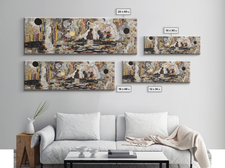 Textured Black Figures Cityscape Wall Art, Abstract African Jazz Scene, Modern Canvas Print For Living Room Decor Gift Idea