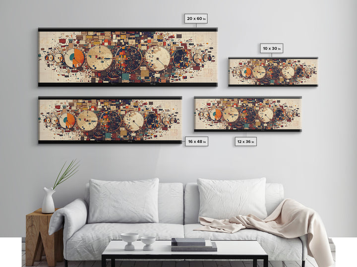 Geometric Orbit Circles In Navy Orange And Cream Wall Art, Abstract Canvas Print, Modern Office Decor, Statement Wall Decor