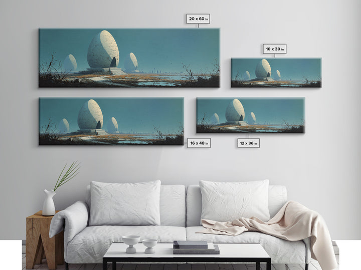 Surreal White Dome Landscape Wall Art, Sci Fi Canvas Print, Modern Wall Decor, Nature Scene Art, Unique Home Decor Gift, Poster