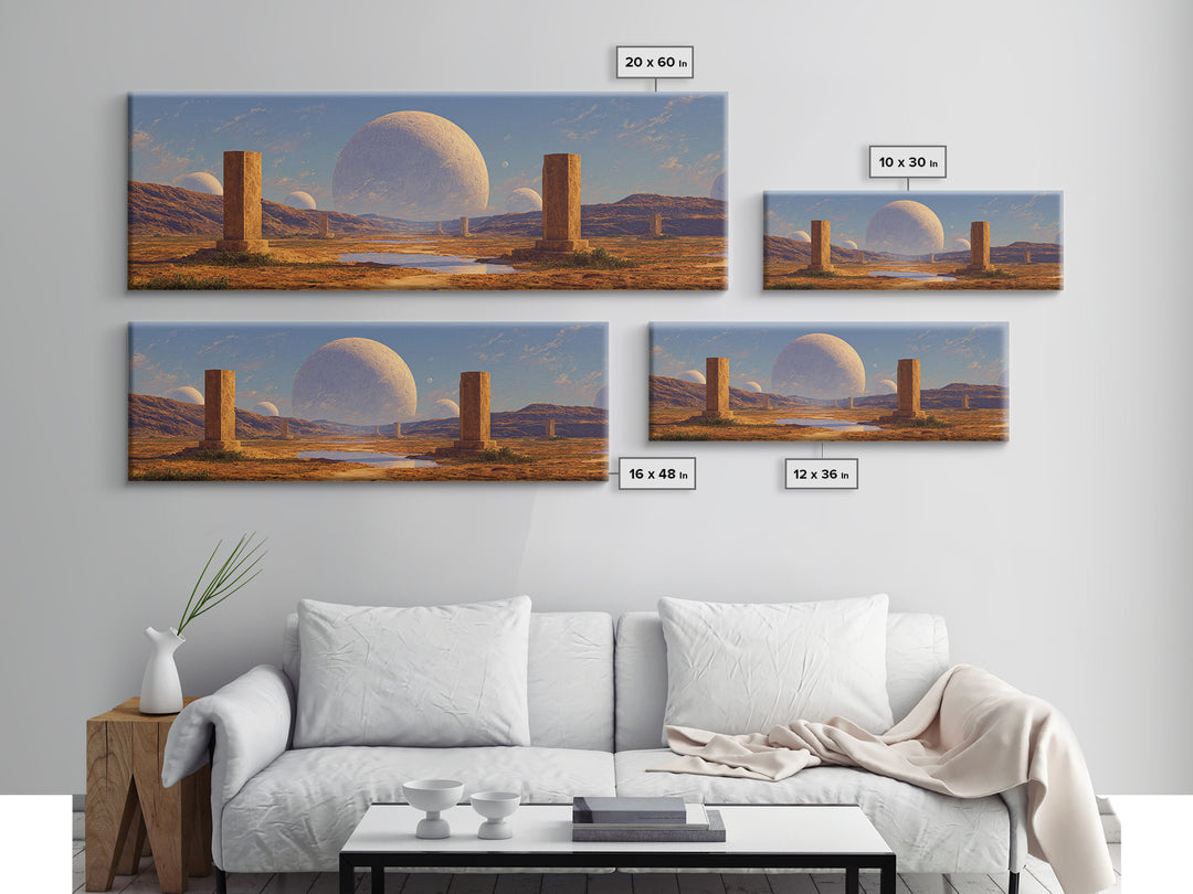 Desert Monolith Planet Canvas Print, Surreal Landscape Wall Art, Modern Canvas Art, Large Decor Art, Living Room Decor Gift