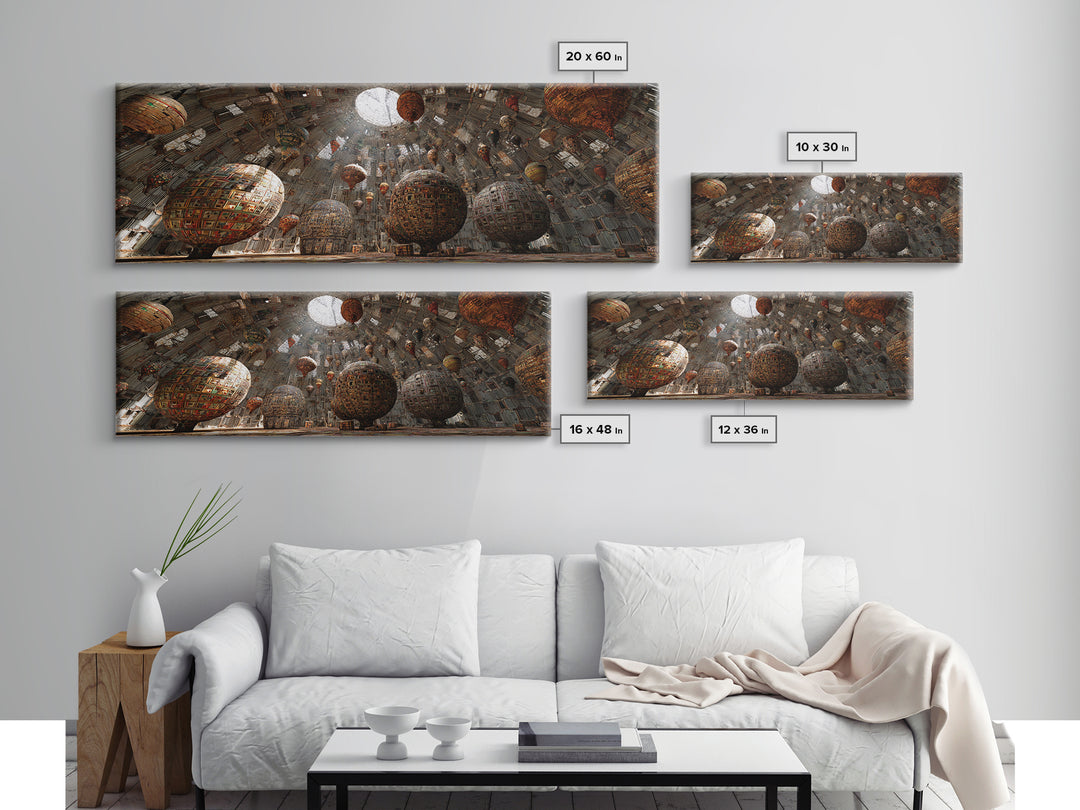 Floating Tribal Spheres Cave Wall Art, Afrofuturism Decor, African Abstract Art Print, Statement Gallery Living Room Decor