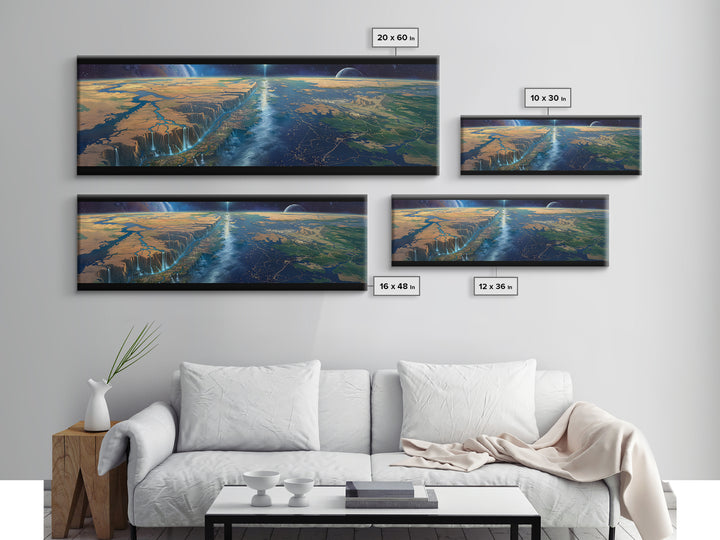 Futuristic African Continent Horizon Canvas Print, Afrofuturism Decor, Large Wall Art, Modern Landscape For Office Living Room Decor