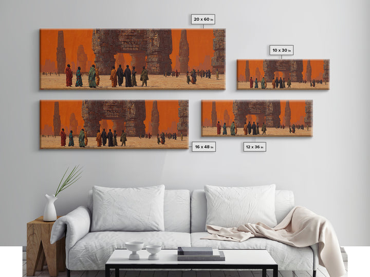 Surreal African Desert Monuments Canvas Print, Orange Ancestral City, Tribal Travelers Wall Art, Afrocentric Home Decor Gift