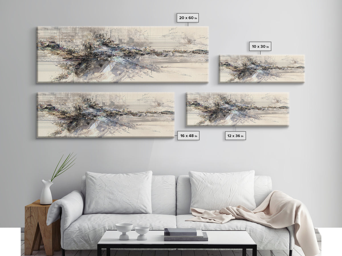Neutral Ink Architectural Abstract Wall Art, Modern Canvas Art, Beige Wall Art, Office Decor, Contemporary Gallery Print