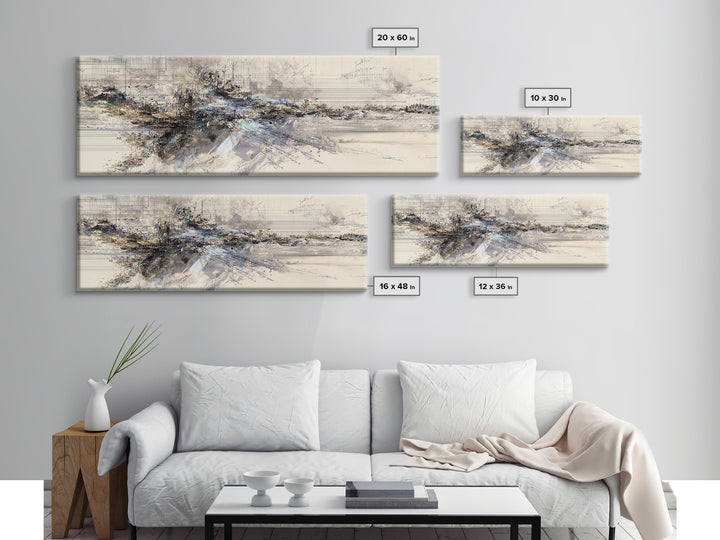 Neutral Ink Architectural Abstract Wall Art, Modern Canvas Art, Beige Wall Art, Office Decor, Contemporary Gallery Print