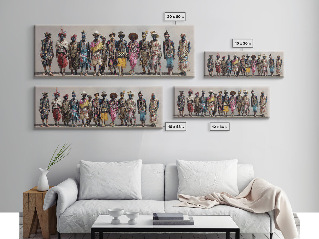Colorful African Tribe Fashion Figures Wall Art, Modern Afrocentric Canvas Print, Boho Cultural Statement Home Decor Gift