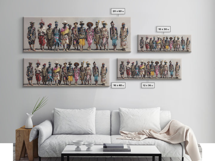 Colorful African Tribe Fashion Figures Wall Art, Modern Afrocentric Canvas Print, Boho Cultural Statement Home Decor Gift