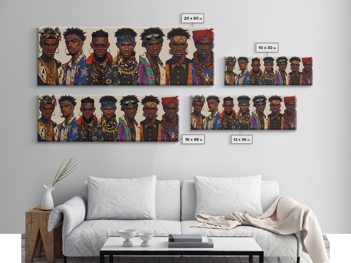 Stylish African Men Fashion Wall Art, Afrocentric Portrait Gallery, Modern Black Culture Decor, Tribal Jewelry Canvas Print