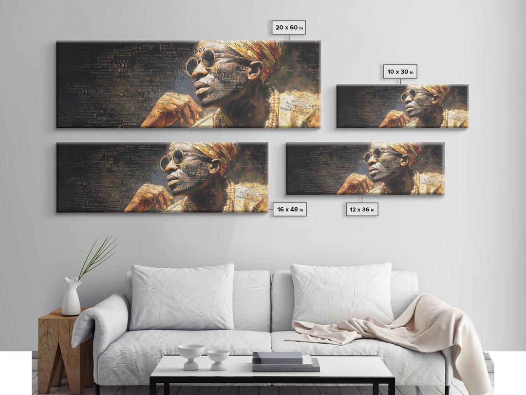 Regal Elder In Sunglasses And Headwrap Canvas Print, African Portrait, Black Wall Art, Afrocentric Decor, Cultural Gift For Home