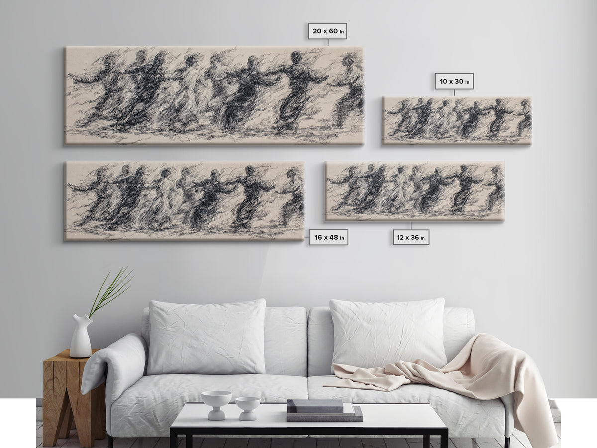 Smoky Charcoal Figures In Motion Wall Art, Abstract African Art Print, Minimalist Black Decor, Contemporary Gallery Piece