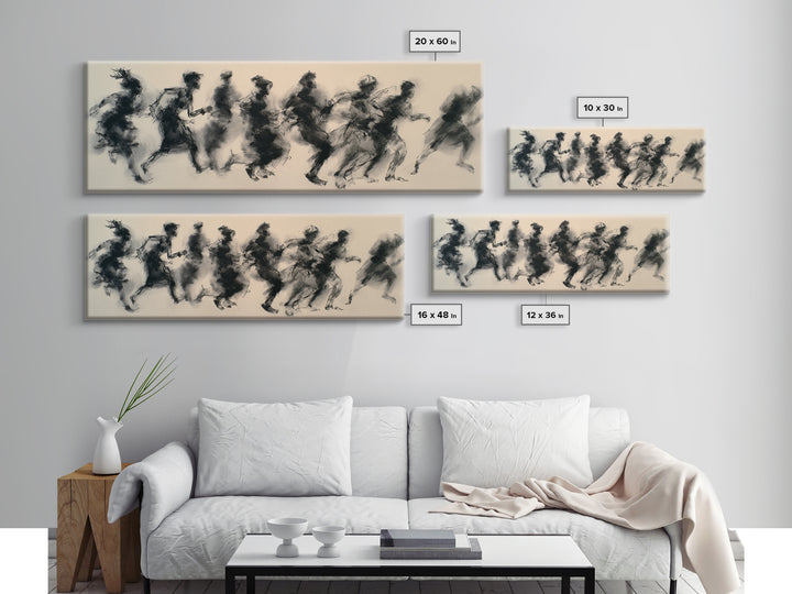 Running Silhouette Charcoal Study Wall Art, African Warrior Art, Abstract Black Art Print, Modern Office Decor, Statement Piece