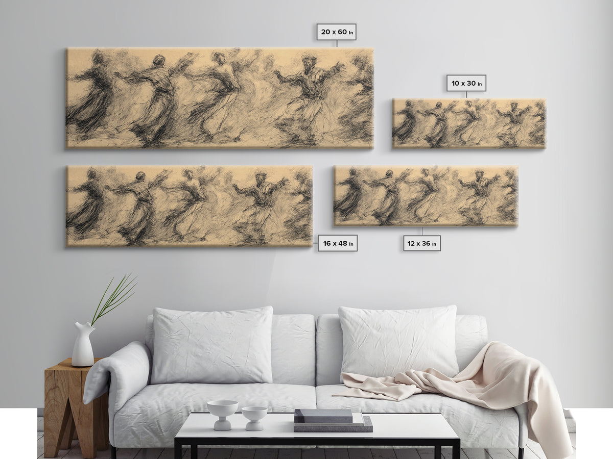 Flowing Traditional Dancers In Sepia Wall Art, African Women Art, Cultural Canvas Print, Boho Ethnic Home Decor Gift For Her