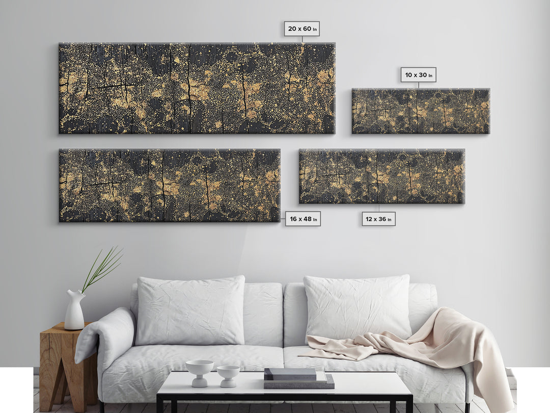 Gold Dot World Map Abstract Wall Art, African Travel Canvas Print, Black And Gold Design, Luxury Office Decor Gift For Him