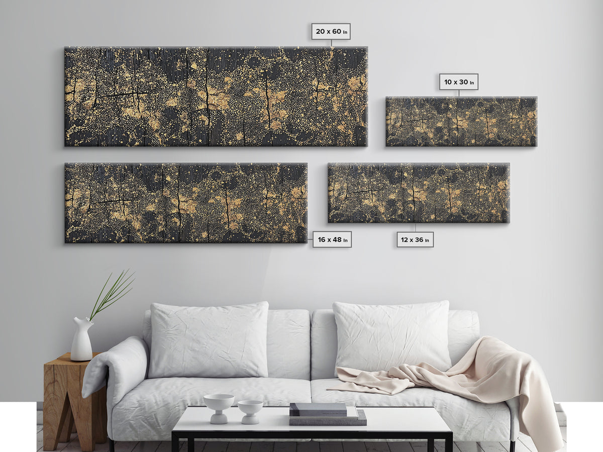 Gold Dot World Map Abstract Wall Art, African Travel Canvas Print, Black And Gold Design, Luxury Office Decor Gift For Him