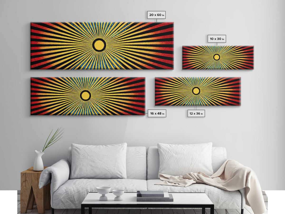Radiant African Sunburst Abstract Wall Art, Colorful African Art Decor, Tribal Patterns, Modern Afrocentric Canvas Print