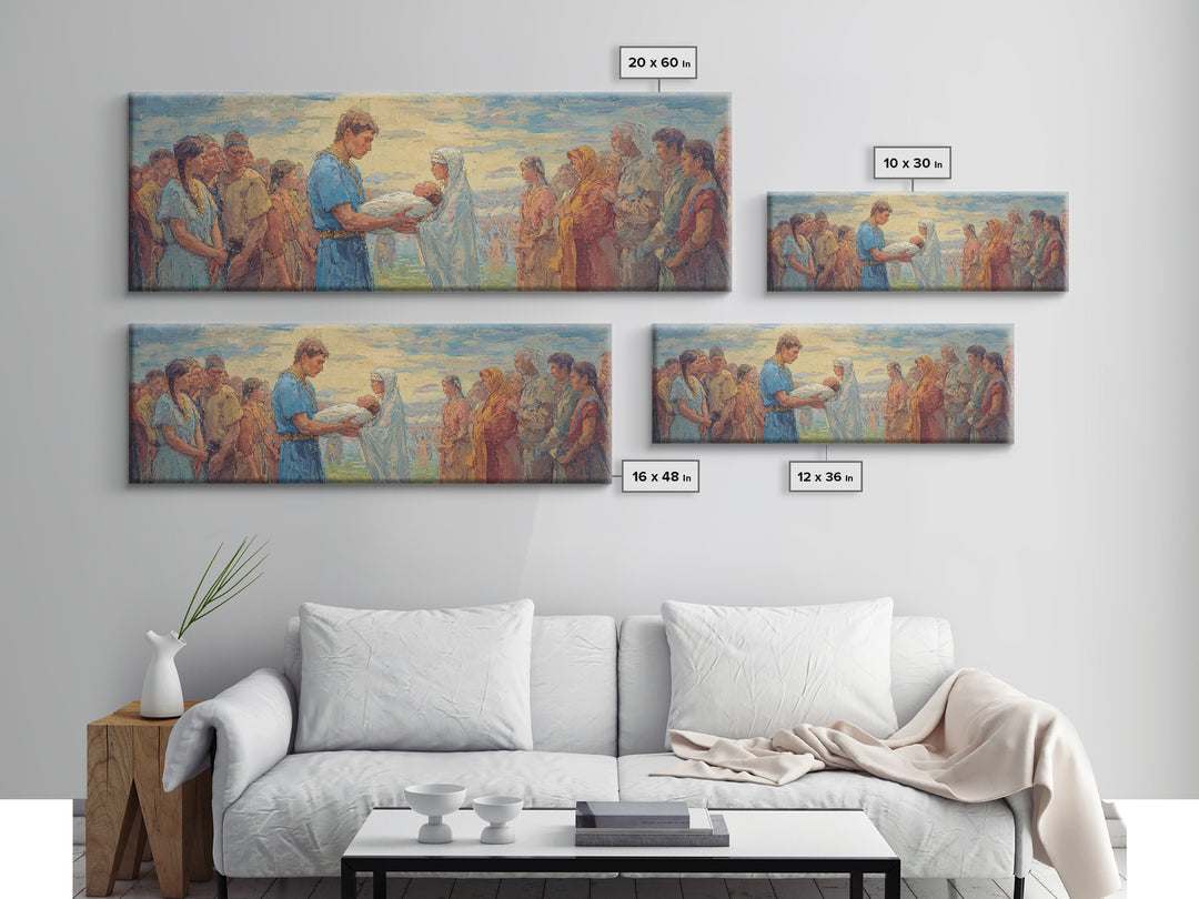 Serene Biblical Gathering Wall Art, Jesus Blessing Scene, African Inspired Spiritual Canvas Decor For Christian Home Gift