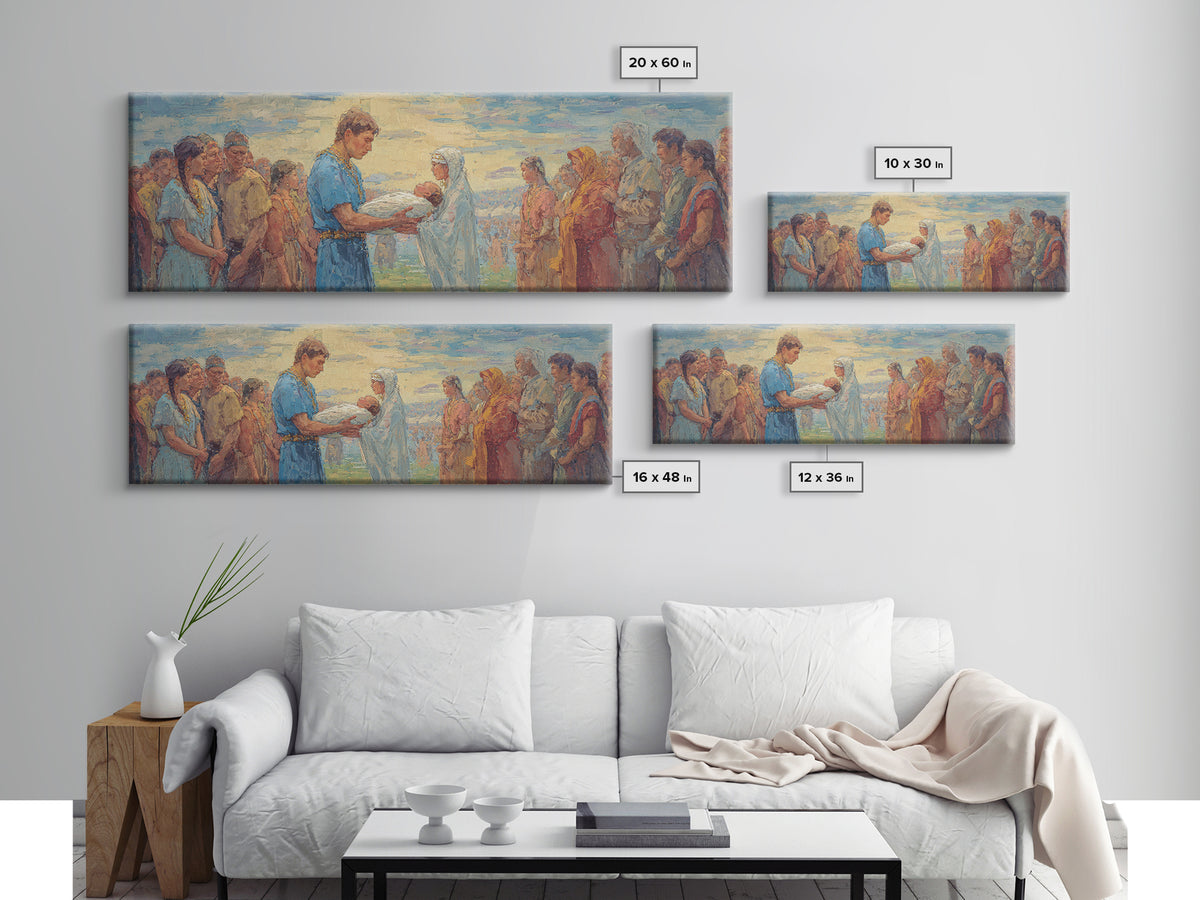 Serene Biblical Gathering Wall Art, Jesus Blessing Scene, African Inspired Spiritual Canvas Decor For Christian Home Gift