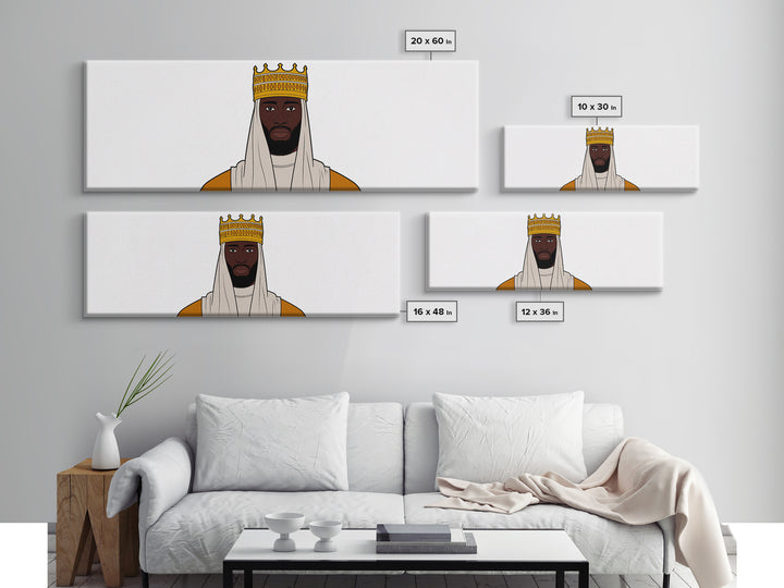 Crowned African King Portrait Canvas Print, Royal Black Man Wall Art, Minimalist Afrocentric Decor, Regal Home Gift For Him