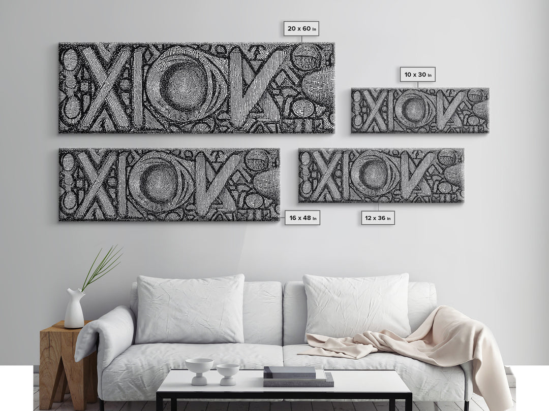 Black And White Abstract African Texture Canvas Print, Tribal Geometric Wall Decor, Contemporary Afrocentric Art Print Gift
