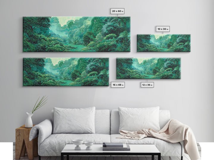 Misty Emerald African Rainforest Landscape Wall Art, Jungle African Safari Decor, Nature Scene Art, Green Living Room Decor