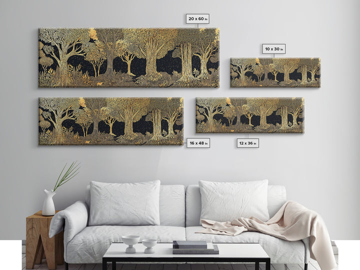 Black And Gold African Tree Forest Wall Art, Baobab Tree Print, Abstract African Art, Luxury Canvas Decor For Living Room