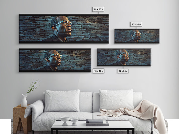 Black Man Portrait With Typographic Code Wall Art, Afrocentric Art, Modern Black Art, Office Decor, Digital Canvas Print
