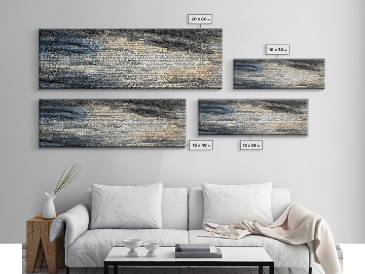 Soft Textured Horizon Abstract Wall Art, Beige Blue Canvas Print, Minimalist Landscape Art, Modern Home Decor, Dreamy Wall Art