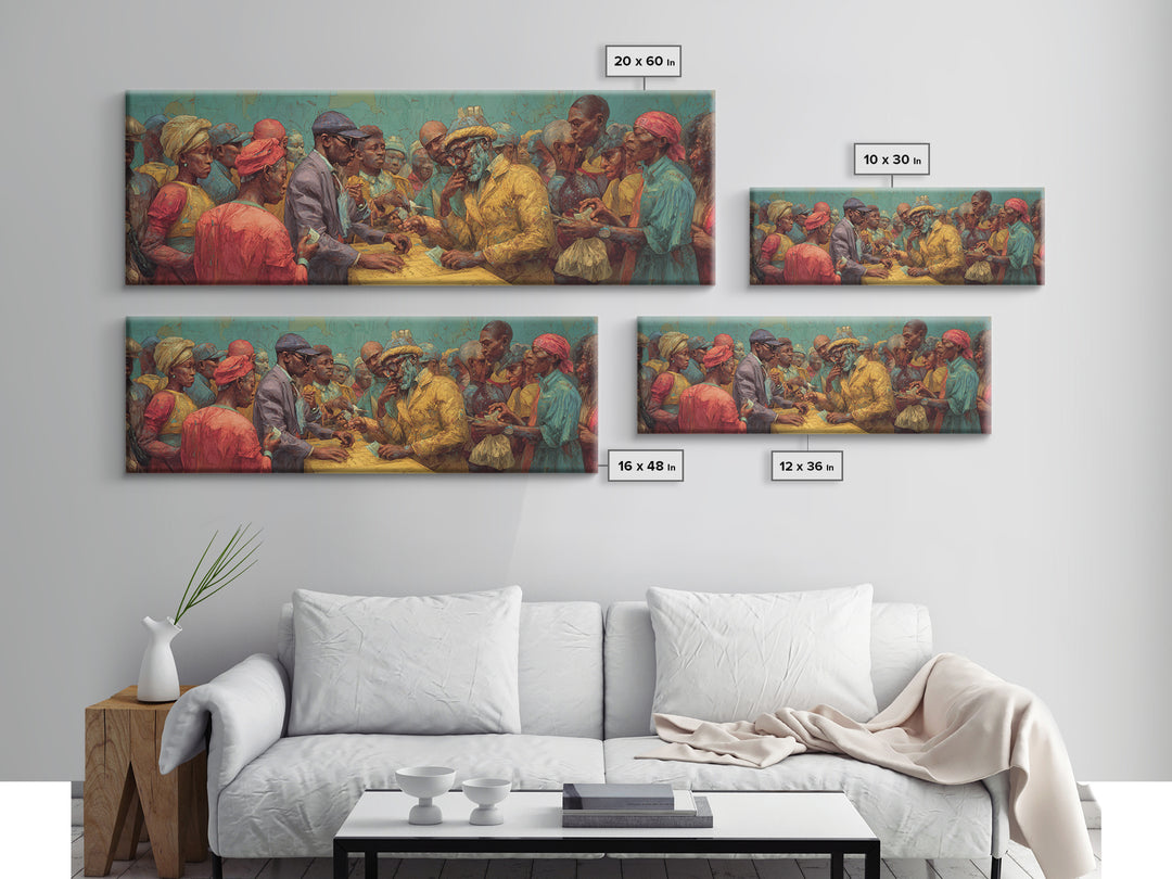 African Community Market Negotiation Wall Art, African American Art, Cultural Canvas Print, Tribal Decor, Bold Home Decor