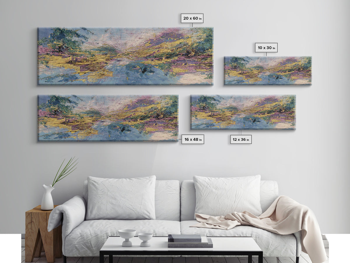 Pastel River Valley Abstract Landscape Wall Art, African Landscape, Modern Canvas Art, Earth Tone Wall Decor, Large Decor Art