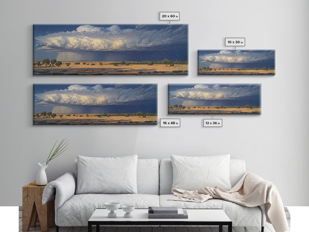 Savanna Storm Clouds With Acacia Trees Wall Art, African Safari Art, Serengeti Wall Art, Nature Scene Art, Living Room Decor
