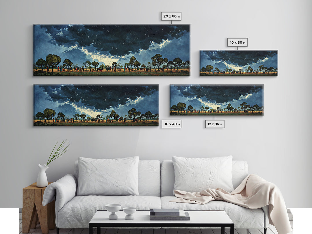 Stormy African Savanna Wall Art, Night Sky Tree Landscape, Afrocentric Canvas Decor, Cultural Safari Living Room Print Gift