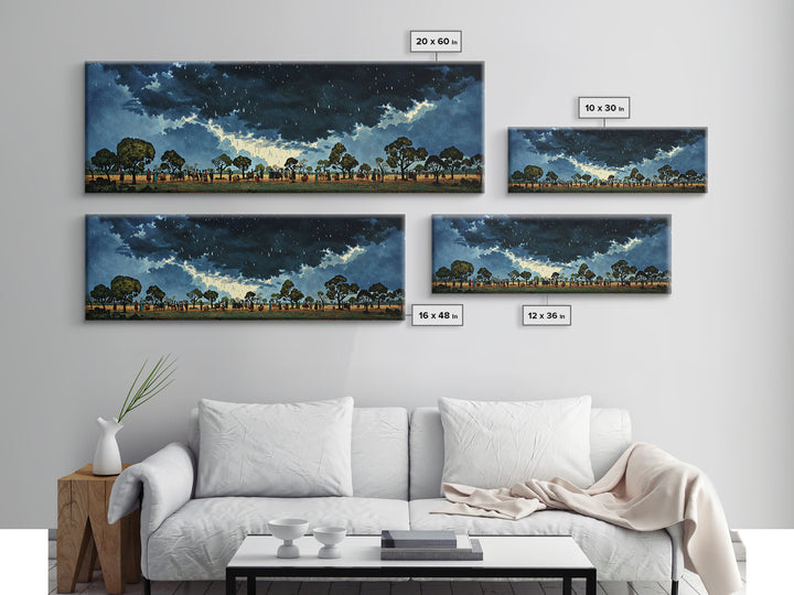 Stormy African Savanna Wall Art, Night Sky Tree Landscape, Afrocentric Canvas Decor, Cultural Safari Living Room Print Gift