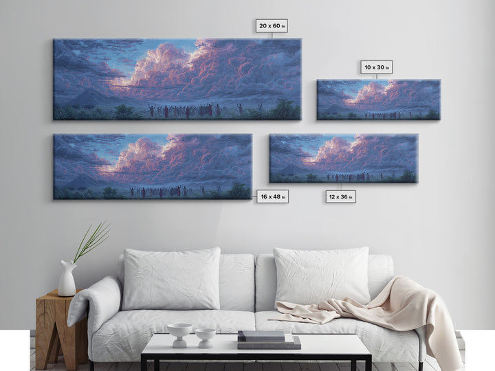 Purple Storm Gathering Wall Art, African Tribal Landscape Painting, Mystical Cloud Canvas Decor, Cultural Home Decor Gift