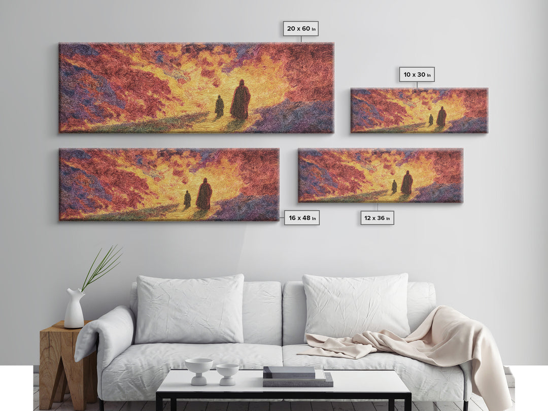 Fiery Abstract Journey Wall Art, African Inspired Orange Landscape, Dramatic Canvas Decor, Modern Statement Art Print Gift