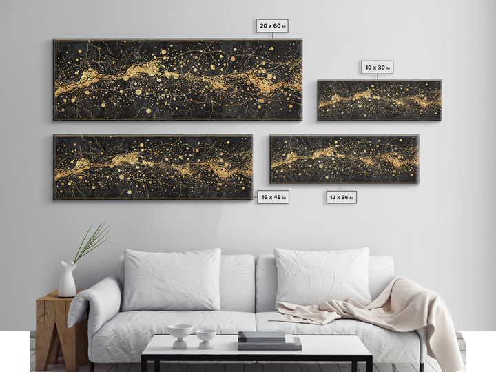 Black And Gold Abstract Splatter Wall Art, Luxury Canvas Print, Modern African Art Decor, Statement Living Room Decor, Office Decor