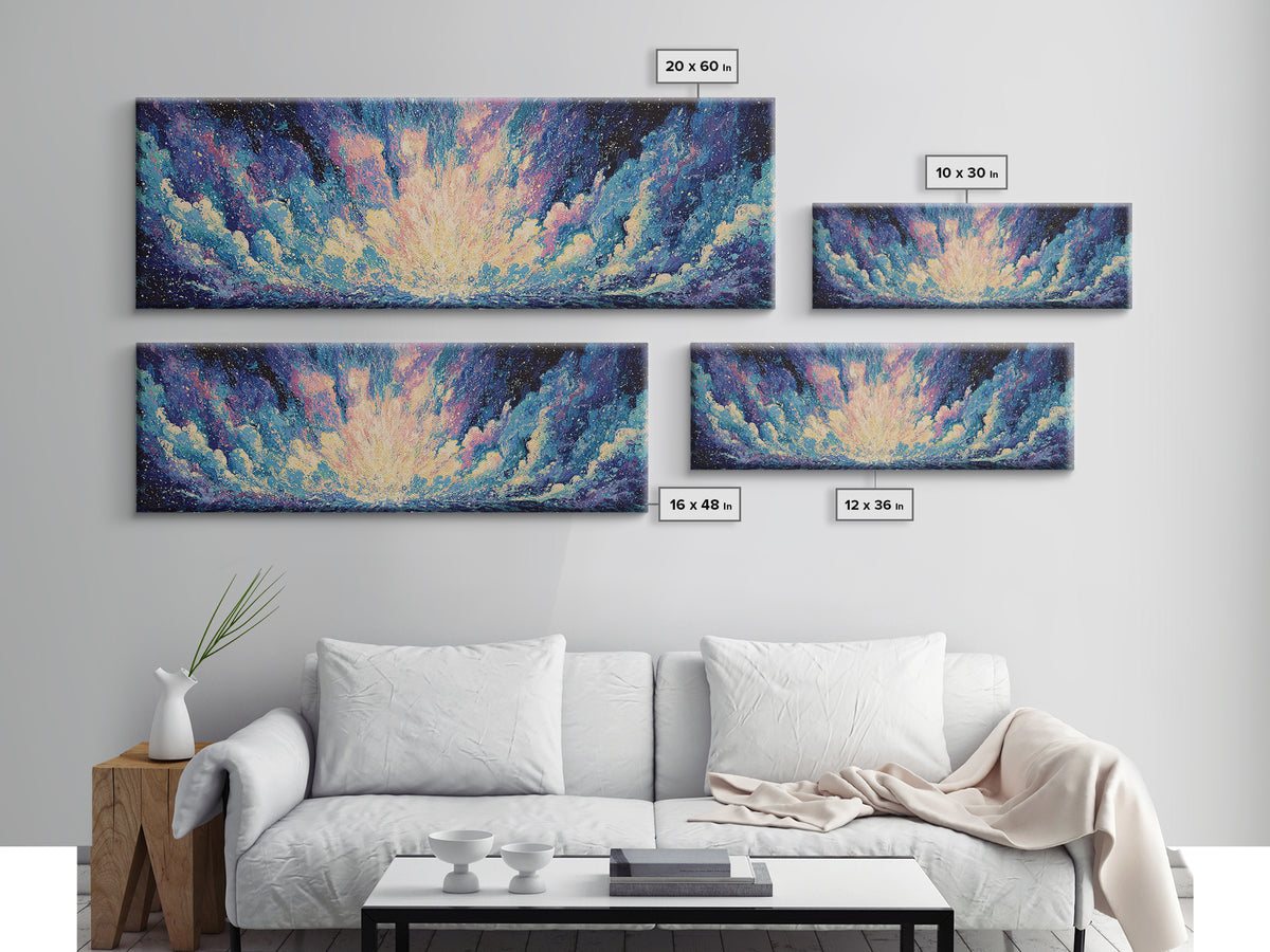 Cosmic Blue Ocean Sky Canvas Print, Abstract Wall Art, Dreamy Wall Art, Modern Canvas Art, Nature Scene Art, Bedroom Decor