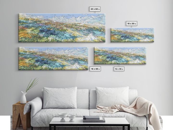 Wind Swept Abstract Coastal Fields Wall Art, Modern African Art Print, Textured Landscape Decor, Dreamy Panoramic Canvas