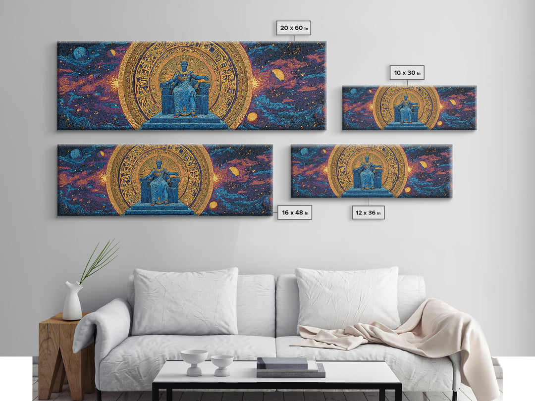 Cosmic African Goddess On Throne Canvas Print, Spiritual Wall Art, Afrocentric Decor, Gold Black Mystical Statement Piece