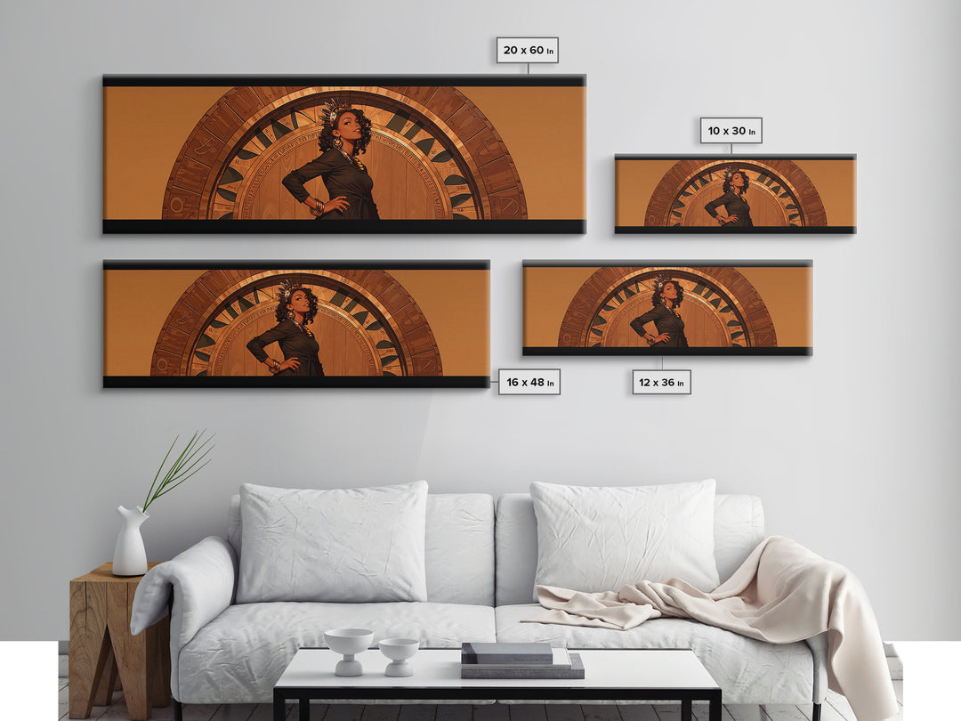 Elegant Black Woman Portrait In Orange Arch, African American Art Wall Art, Fashion Canvas Print, Stylish Home Decor Gift
