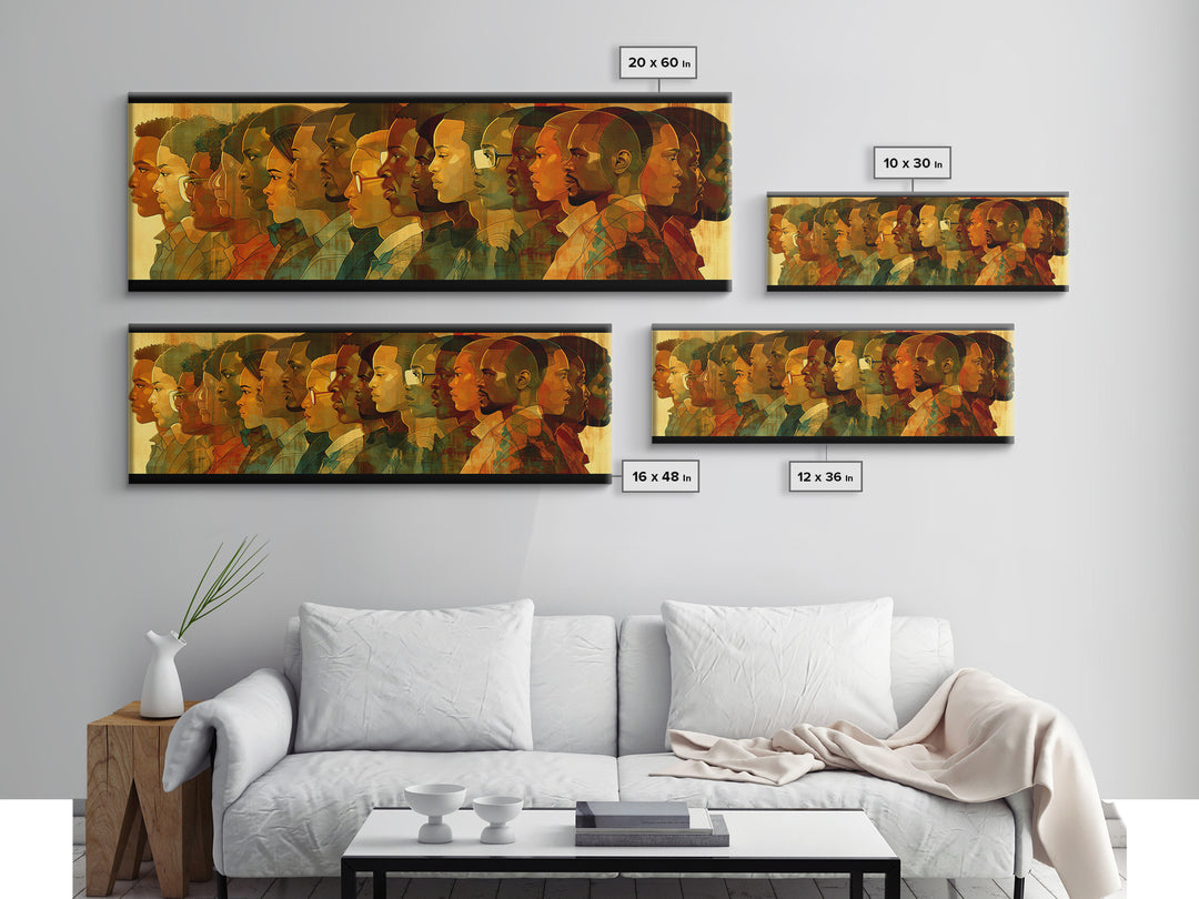 Panoramic African Diaspora Headphones Canvas Print, Modern Black People Art, Afrocentric Culture Wall Decor Gift For Music Lovers