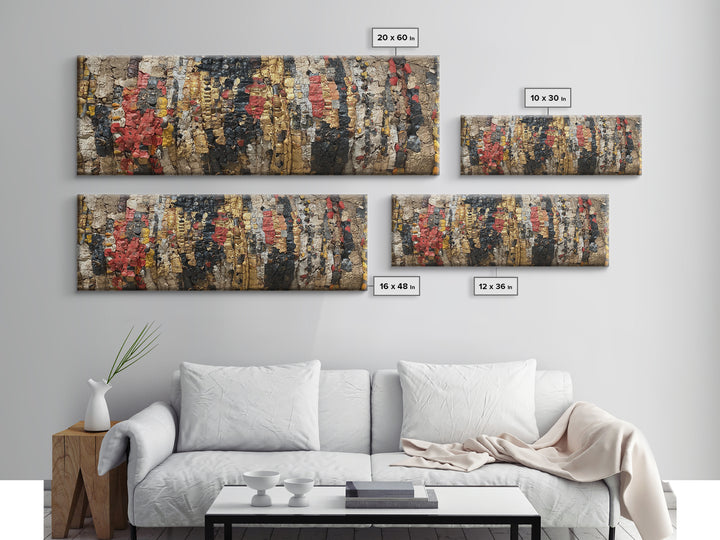 Textured Tribal Figures In Red Black And Gold Wall Art, African Abstract Painting, Afrocentric Decor, Cultural Canvas Print