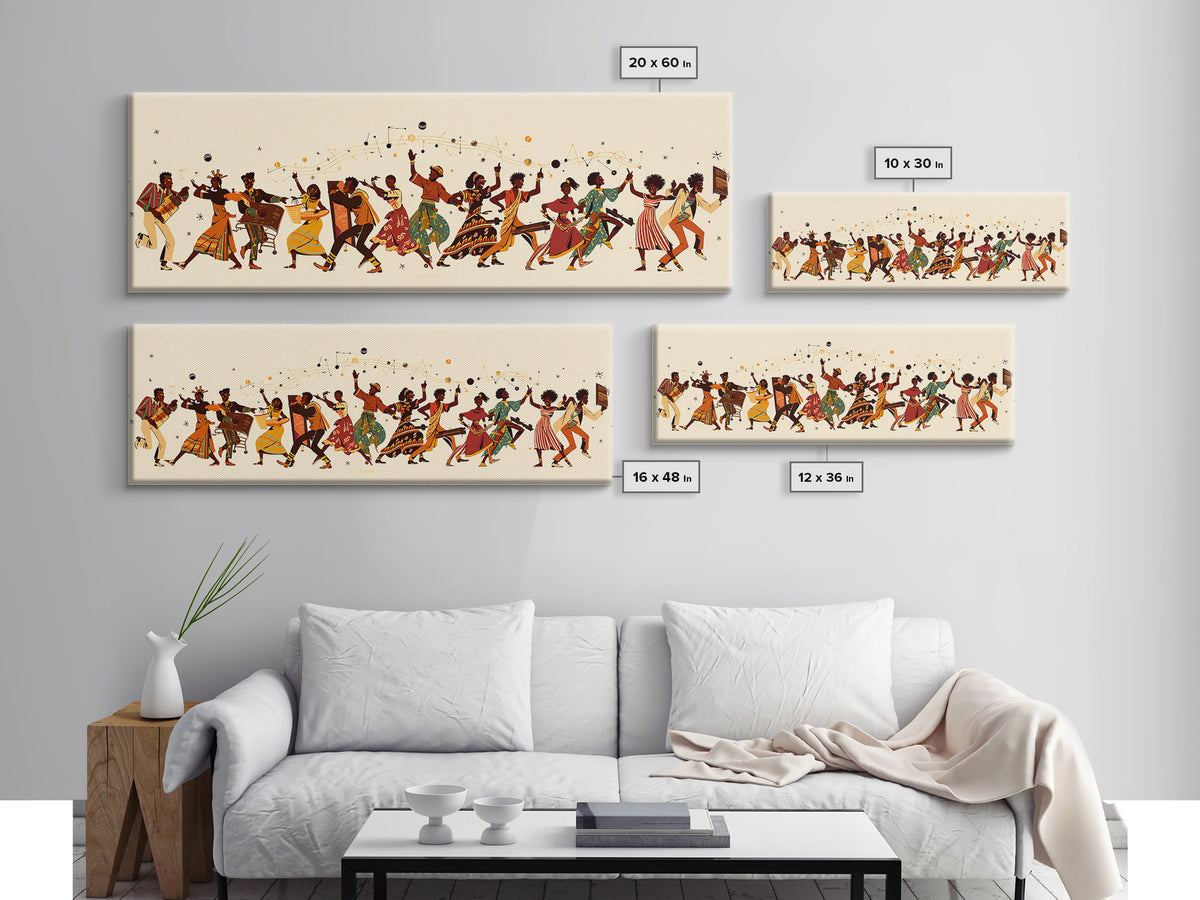 Joyful African Celebration Dancers Canvas Print, Afrocentric Wall Art, Black Women Art, Cultural Home Decor, Festive Gift